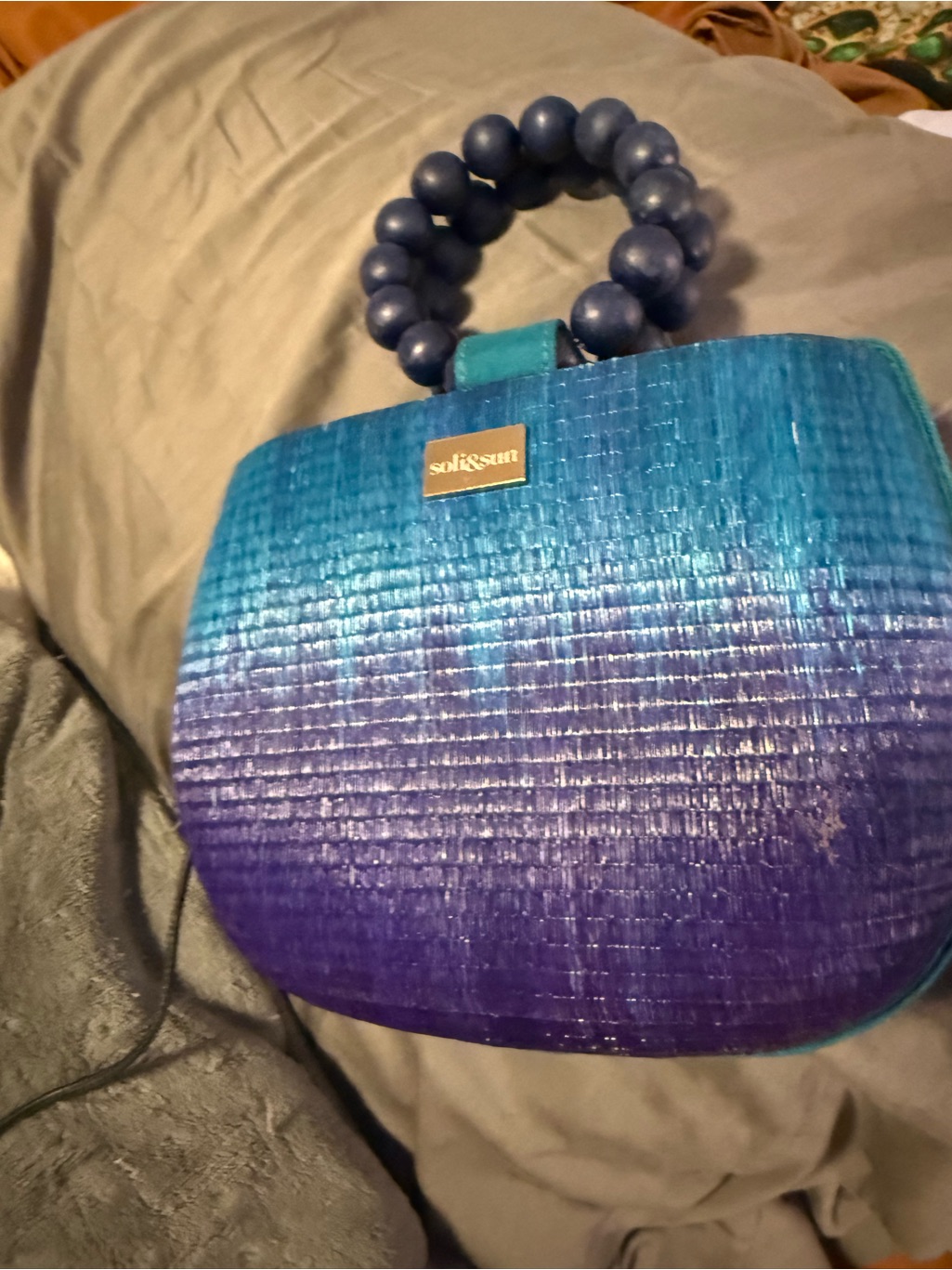 Sol & Sun Ombre Blue-Purple Beaded Handle Mini Bag